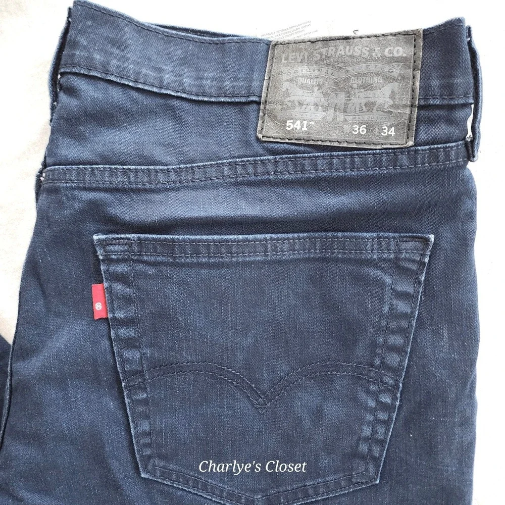Levis Mens 541 Stretch Athletic Fit Dark Wash Red Tab‎ Jeans 36x34 (Fits 36x33)